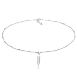 Elli "Choker Feder< Halsketten|Vergoldet
