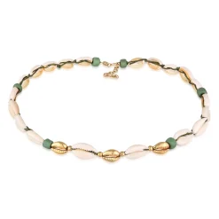 Elli "Choker Glas Beads | Kauri Muscheln< Halsketten|Silber
