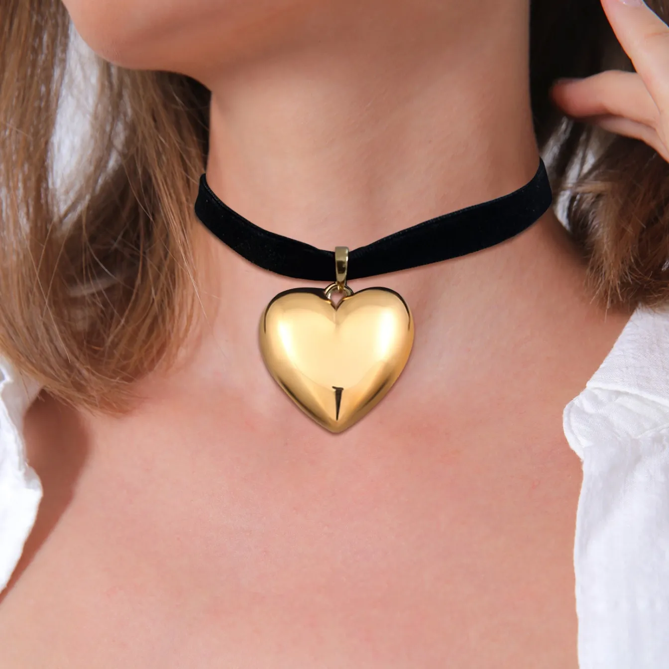 Elli "Choker Herz Anhänger< Vergoldet|Symbol-schmuck