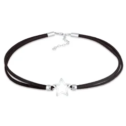 Elli "Choker Kreis | Kunstleder< Halsketten|Silber