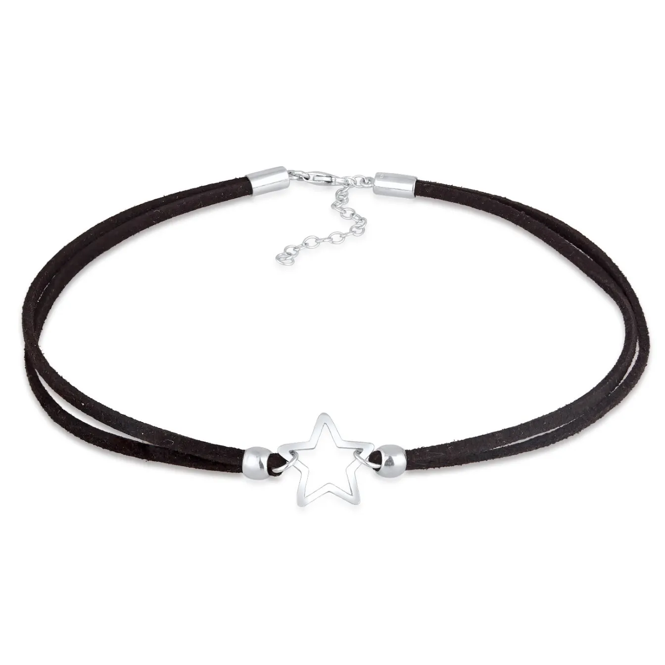 Elli "Choker Kreis | Kunstleder< Halsketten|Silber