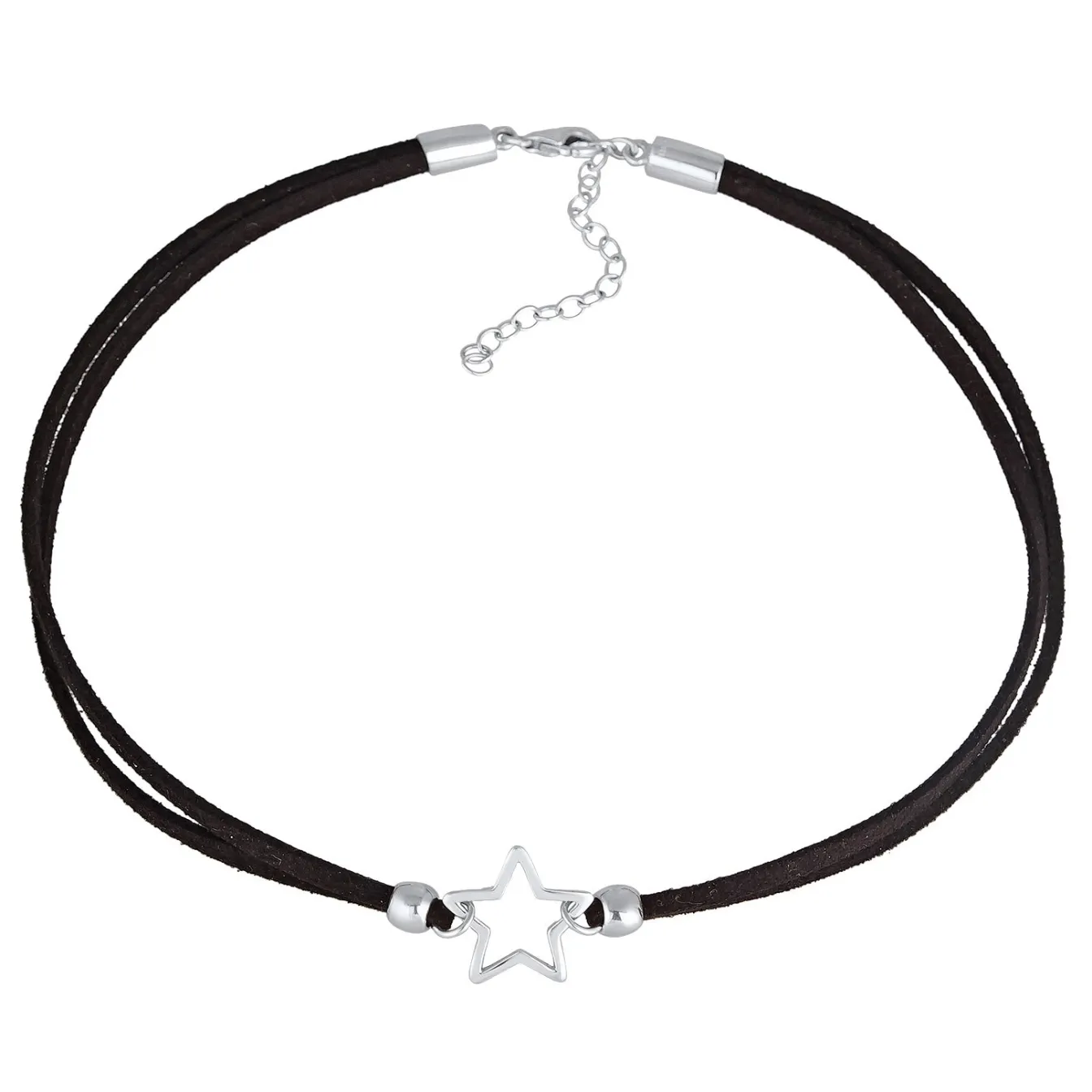 Elli "Choker Kreis | Kunstleder< Halsketten|Silber