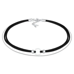Elli "Choker Kreis | Kunstleder< Halsketten|Silber