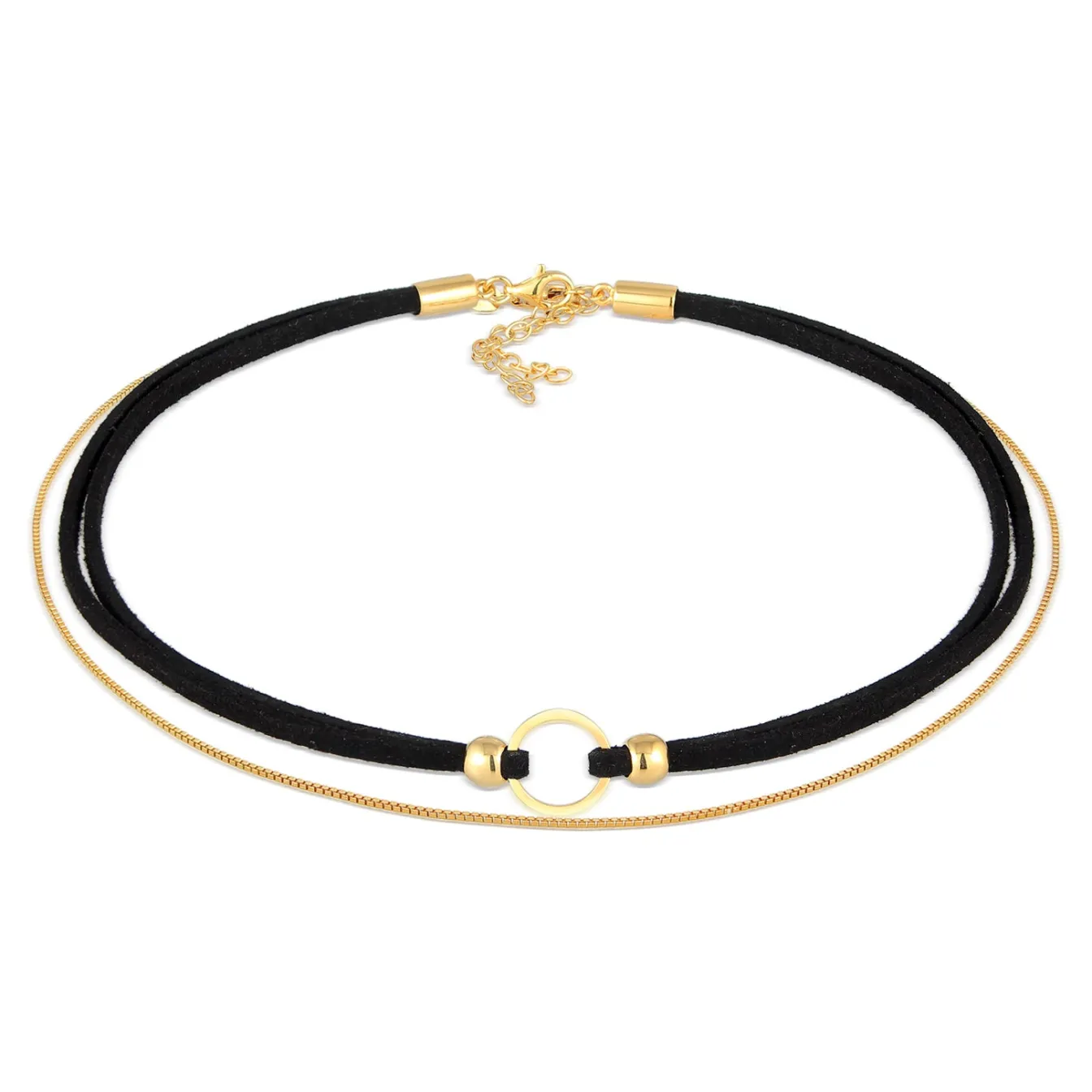 Elli "Choker Kreis | Kunstleder< Halsketten|Silber