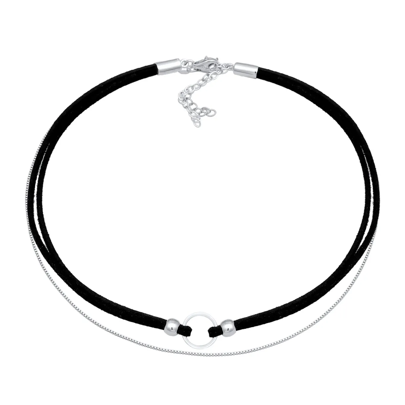 Elli "Choker Kreis | Kunstleder< Halsketten|Silber