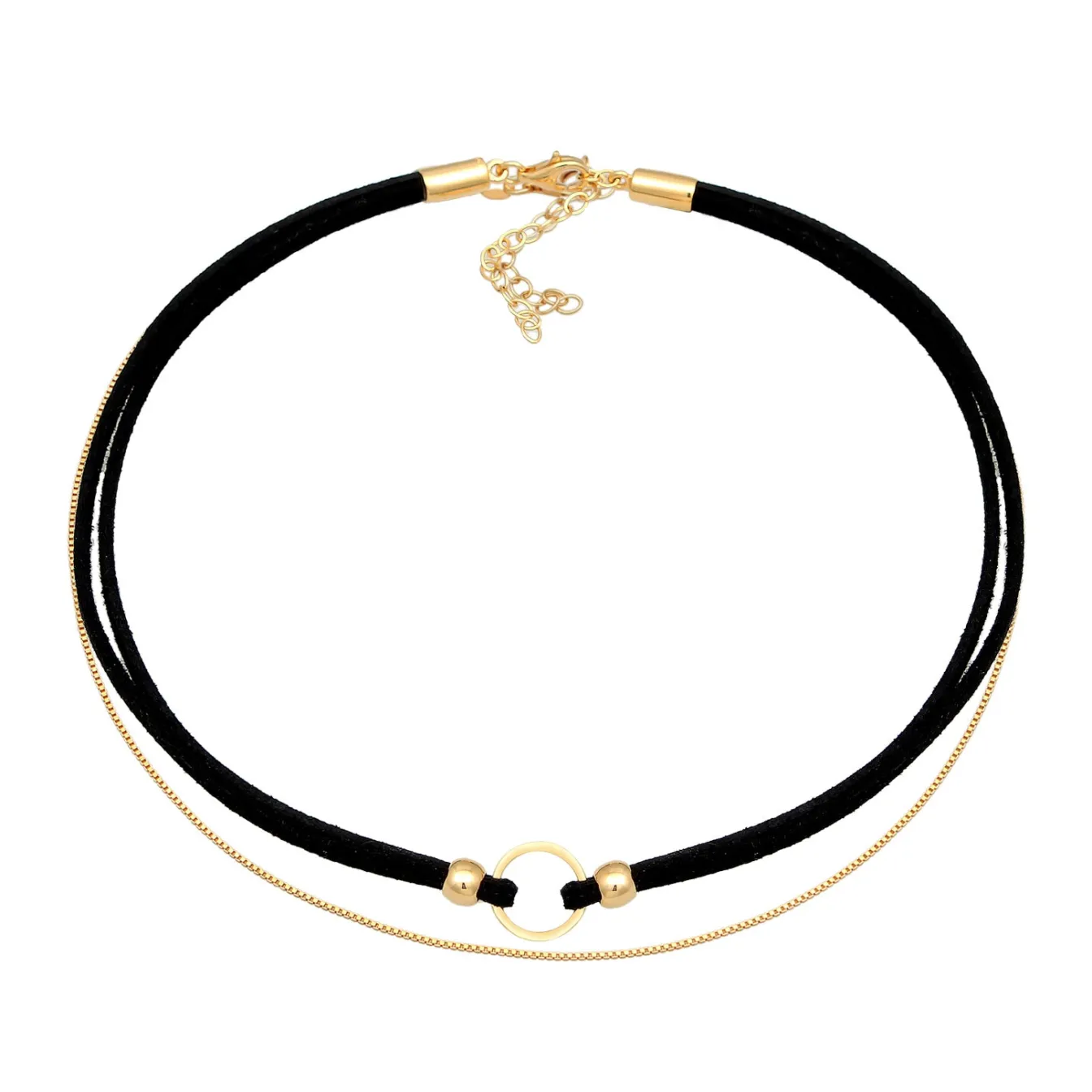 Elli "Choker Kreis | Kunstleder< Halsketten|Silber