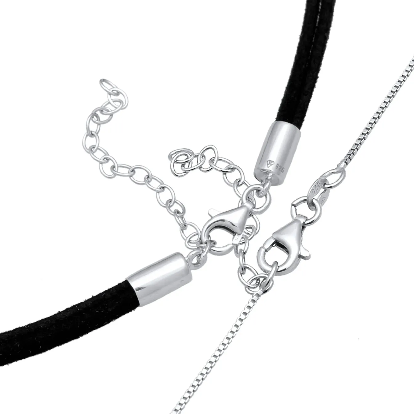 Elli "Choker Kreis | Kunstleder< Halsketten|Silber