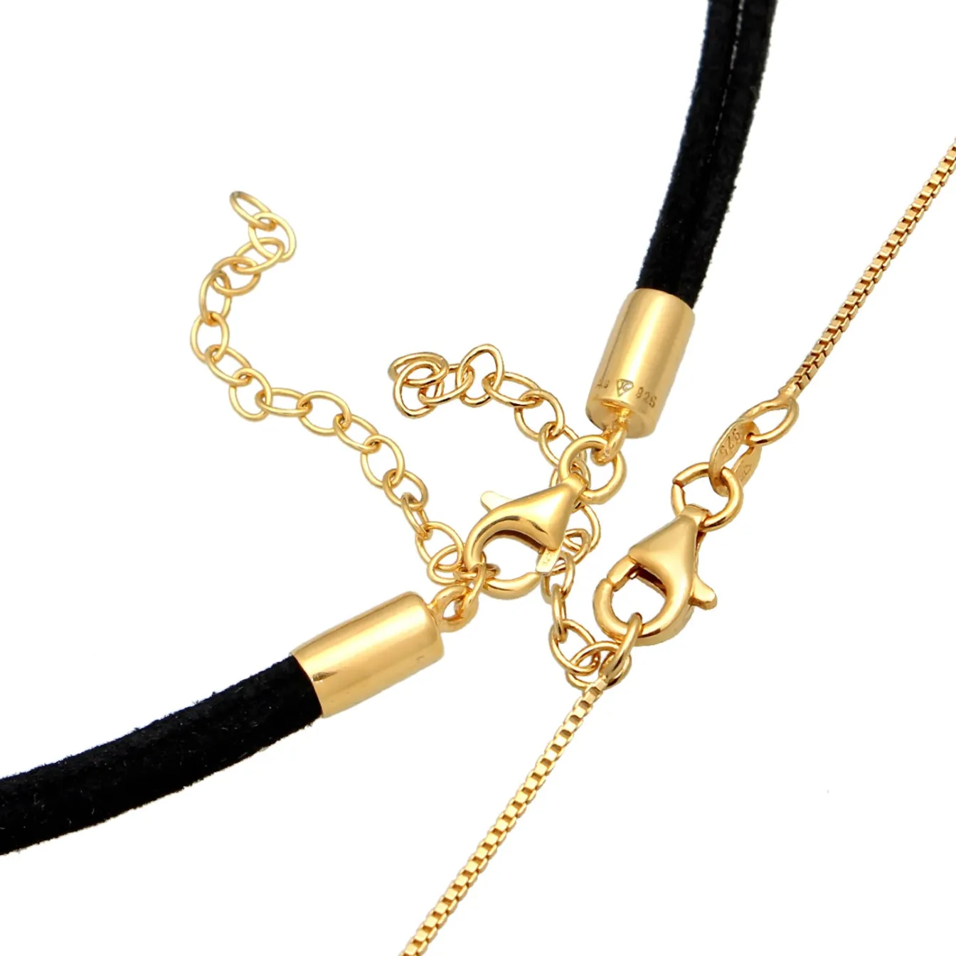 Elli "Choker Kreis | Kunstleder< Halsketten|Silber