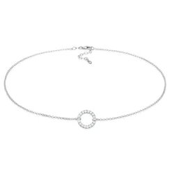 Elli "Choker Kreis Geo | Zirkonia Kristalle (Weiß)< Halsketten|Silber