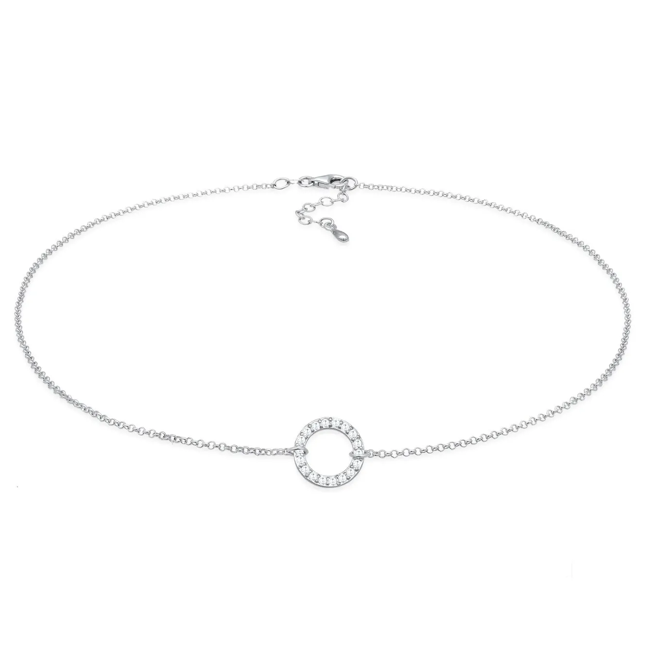 Elli "Choker Kreis Geo | Zirkonia Kristalle (Weiß)< Halsketten|Silber
