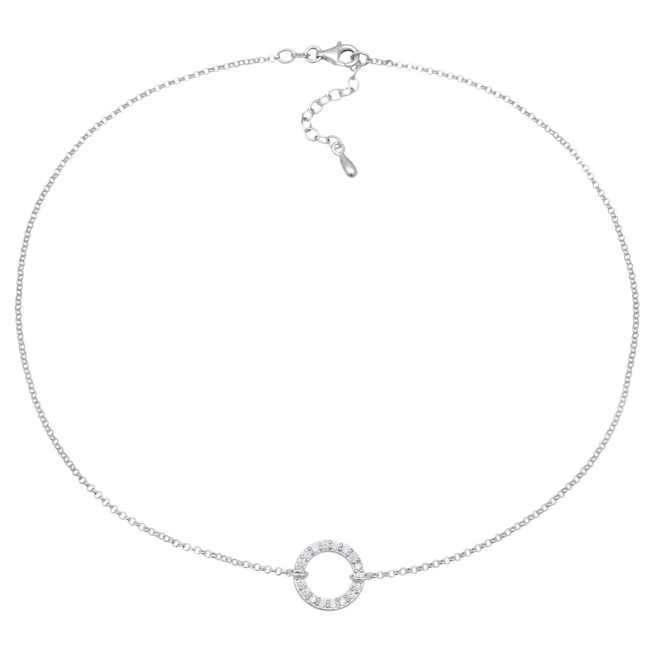 Elli "Choker Kreis Geo | Zirkonia Kristalle (Weiß)< Halsketten|Silber