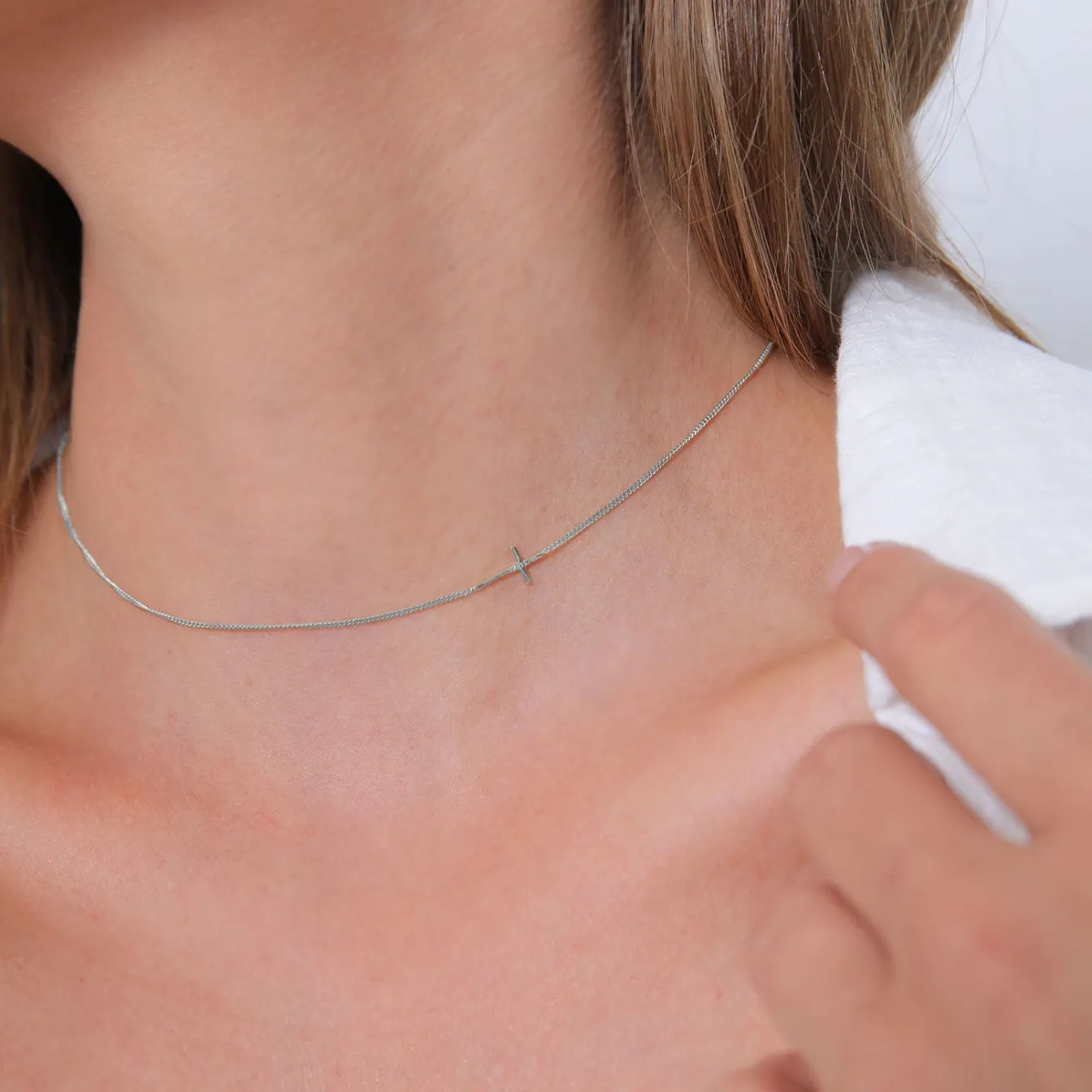 Elli "Choker Kreuz< Silber|Roségold