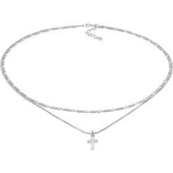 Elli "Choker Kreuz Anhänger | Zirkonia (Weiß)< Symbol-schmuck|Halsketten