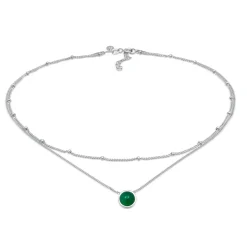 Elli "Choker Kugel | Achat (Grün)< Halsketten|Silber
