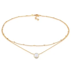 Elli "Choker Layer | Mondstein (Weiß)< Halsketten|Silber
