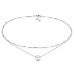 Elli "Choker Layer | Mondstein (Weiß)< Halsketten|Silber