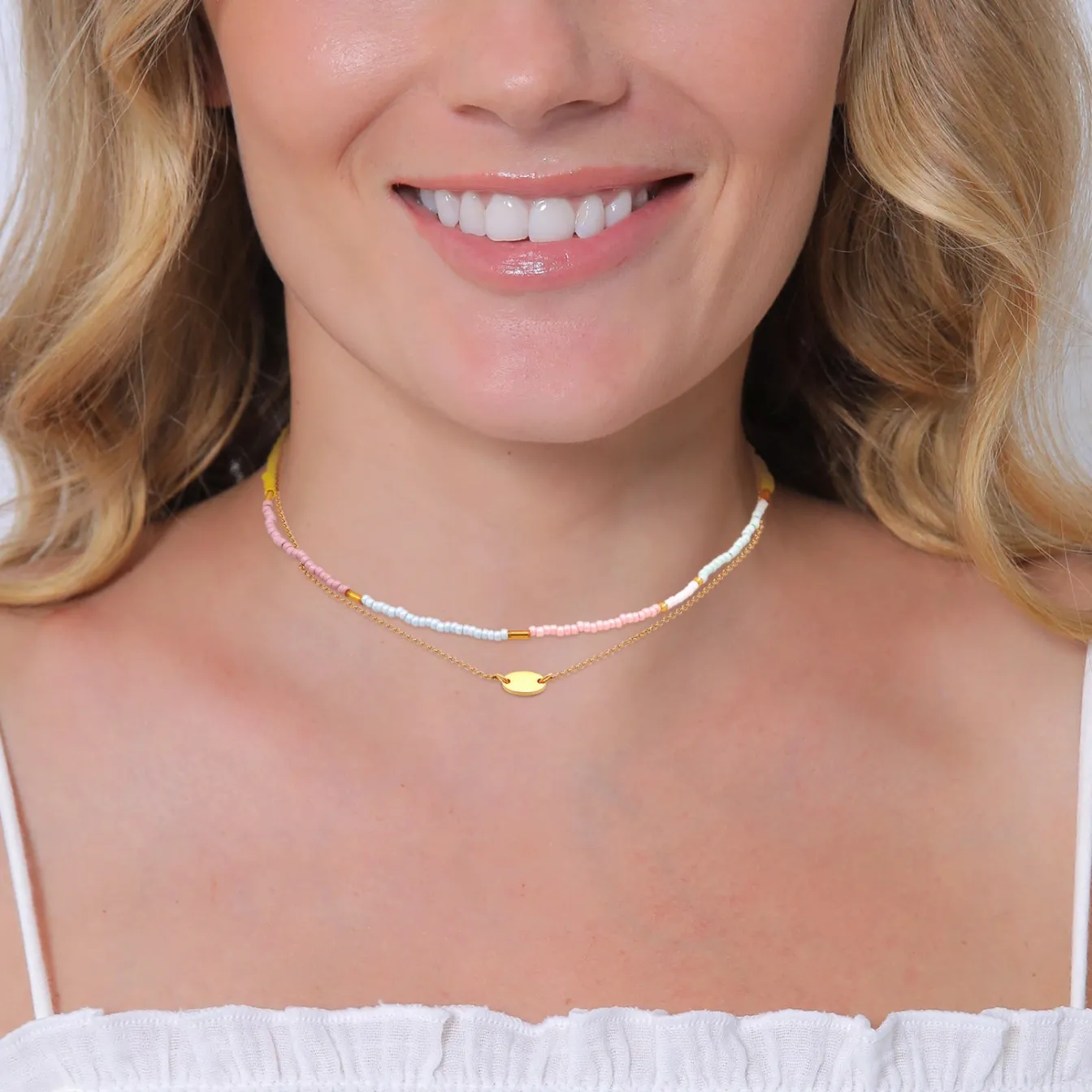 Elli "Choker Layer Beads< Halsketten|Vergoldet