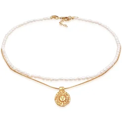 Elli "Choker Layer Sonne Süßwasserperlen 925 Silber< Symbol-schmuck|Perlen