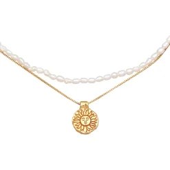 Elli "Choker Layer Sonne Süßwasserperlen 925 Silber< Symbol-schmuck|Perlen