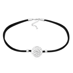 Elli "Choker Lebensblume | Textilband< Symbol-schmuck|Halsketten