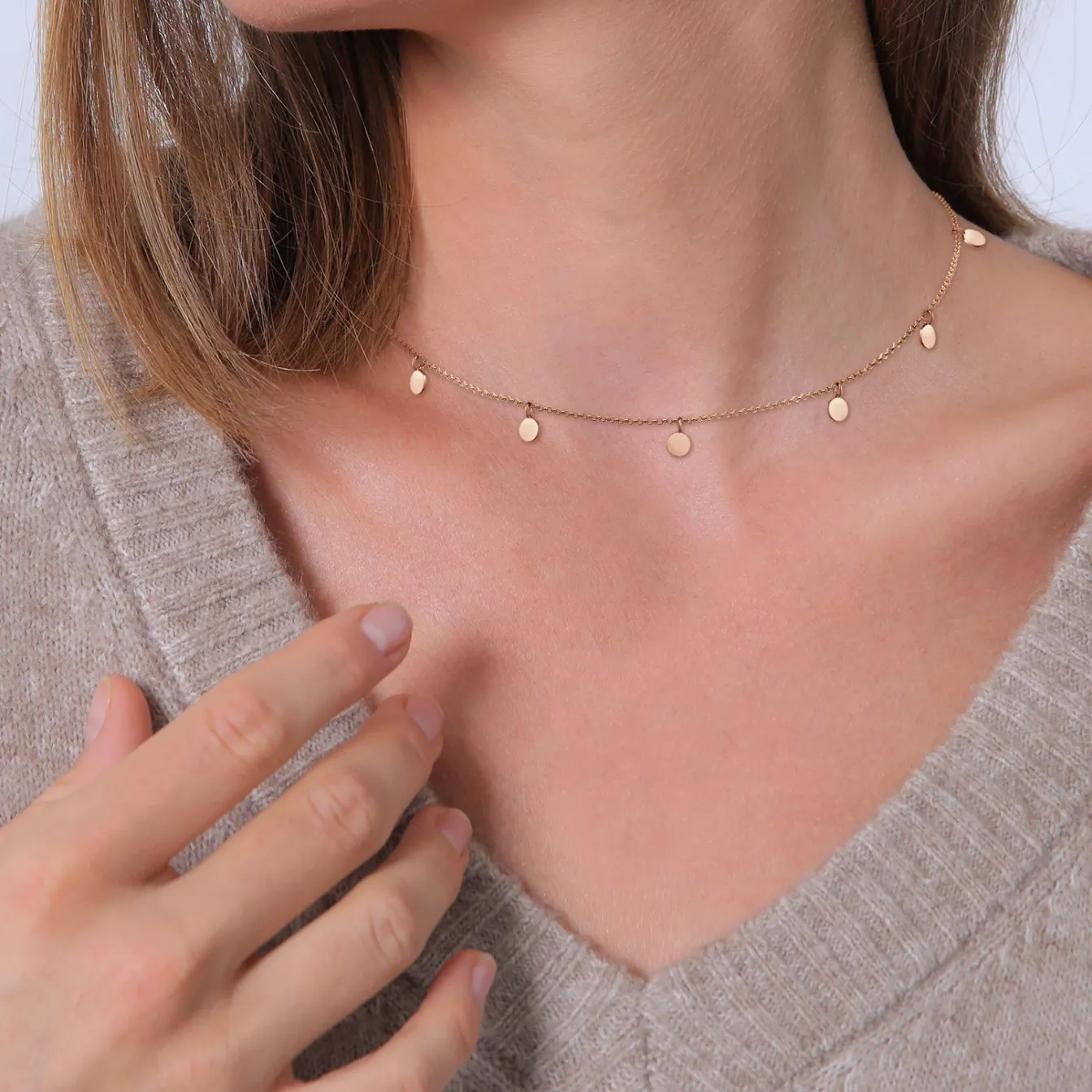 Elli "Choker Plättchen< Roségold|Halsketten