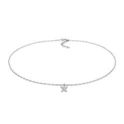 Elli "Choker Schmetterling Anhänger | Zirkonia (Weiß)< Halsketten|Vergoldet