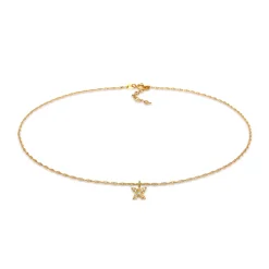Elli "Choker Schmetterling Anhänger | Zirkonia (Weiß)< Halsketten|Vergoldet