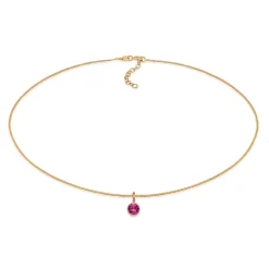 Elli "Choker Solitär | Kristall (Rot)< Vergoldet|Halsketten