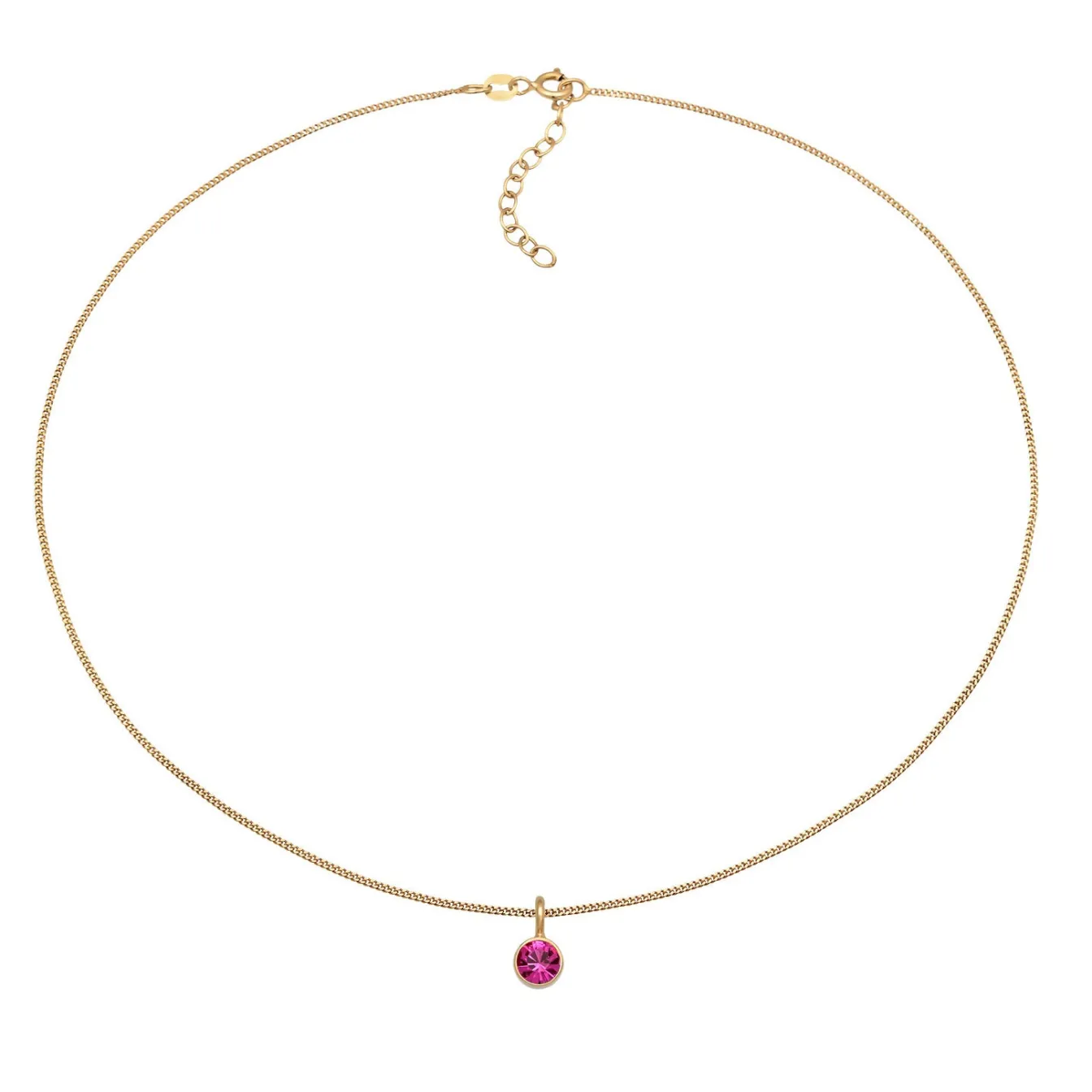 Elli "Choker Solitär | Kristall (Rot)< Vergoldet|Halsketten