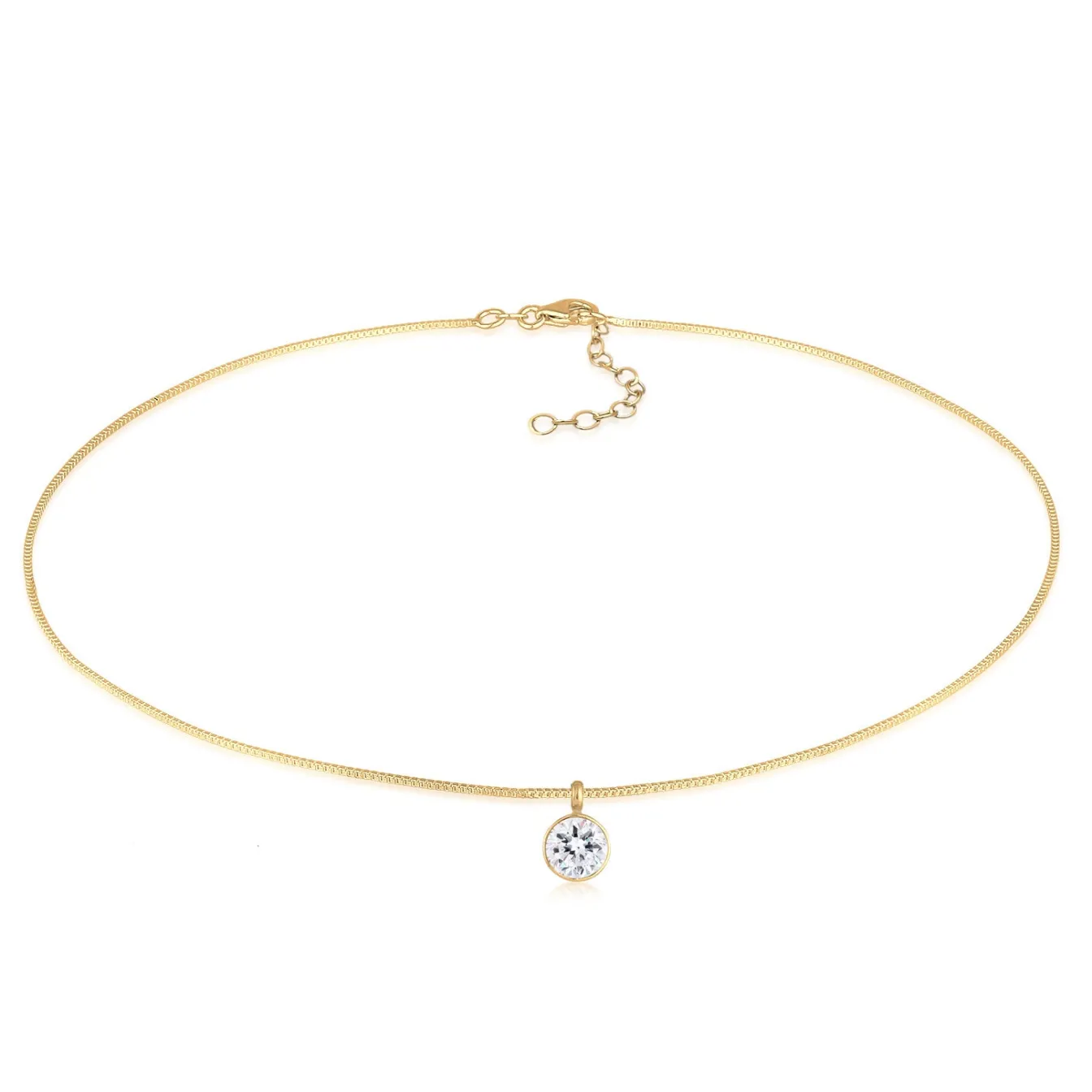 Elli "Choker Solitär | Kristall (Weiß)< Silber|Halsketten