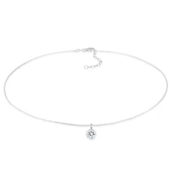 Elli "Choker Solitär | Kristall (Weiß)< Silber|Halsketten