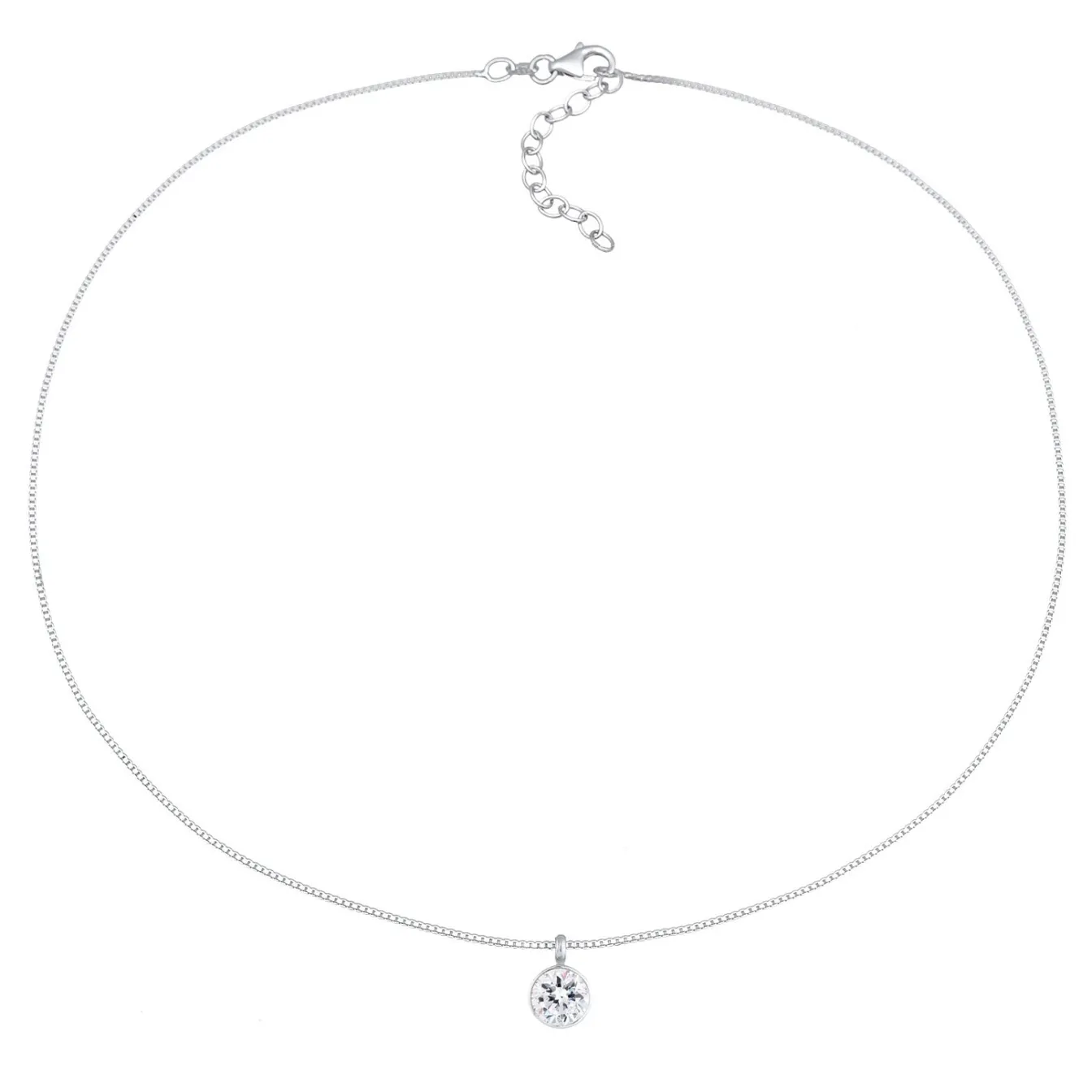 Elli "Choker Solitär | Kristall (Weiß)< Silber|Halsketten