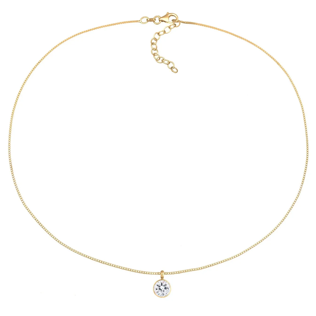 Elli "Choker Solitär | Kristall (Weiß)< Silber|Halsketten