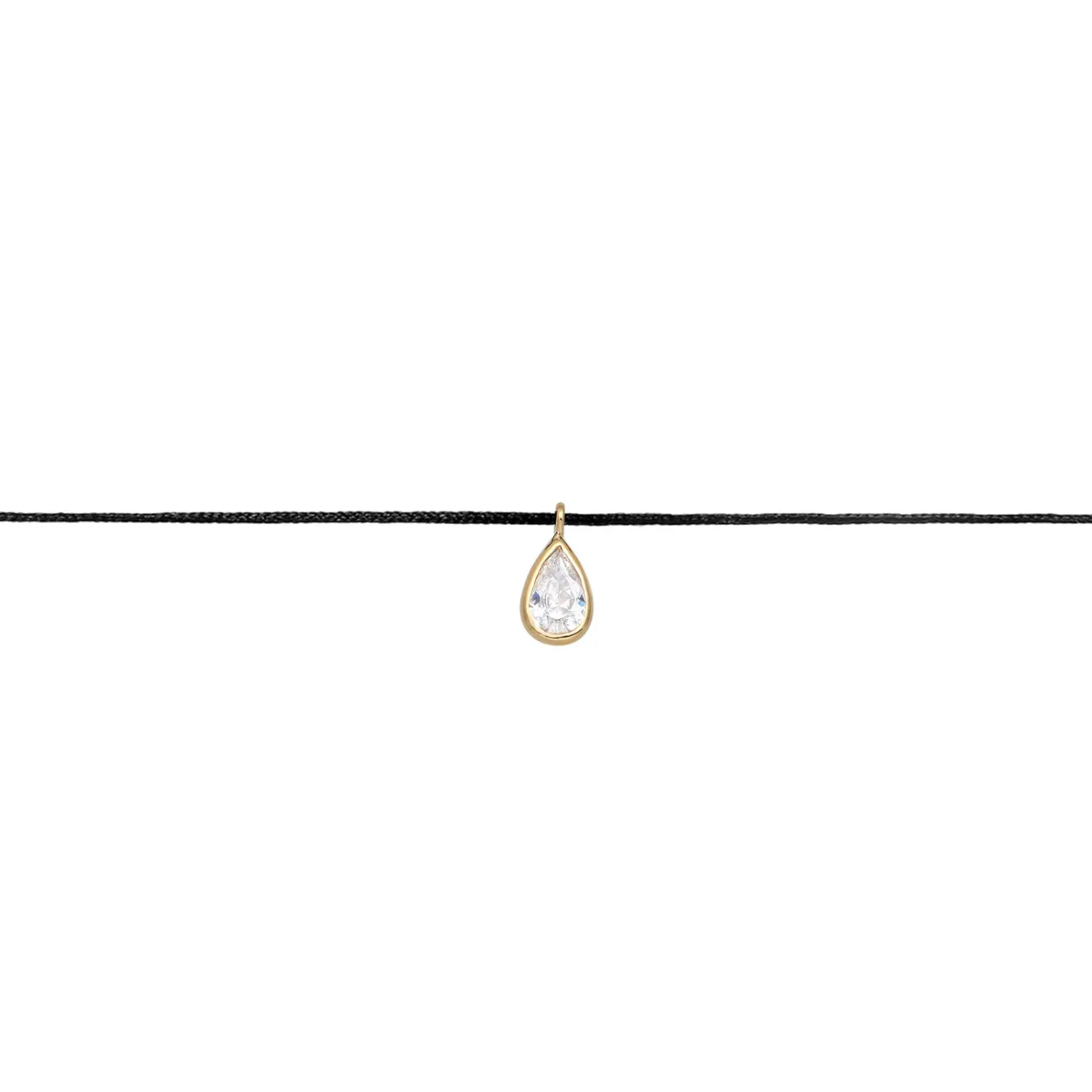 Elli "Choker Tropfen | Kristall (Schwarz), Nylon< Halsketten|Vergoldet