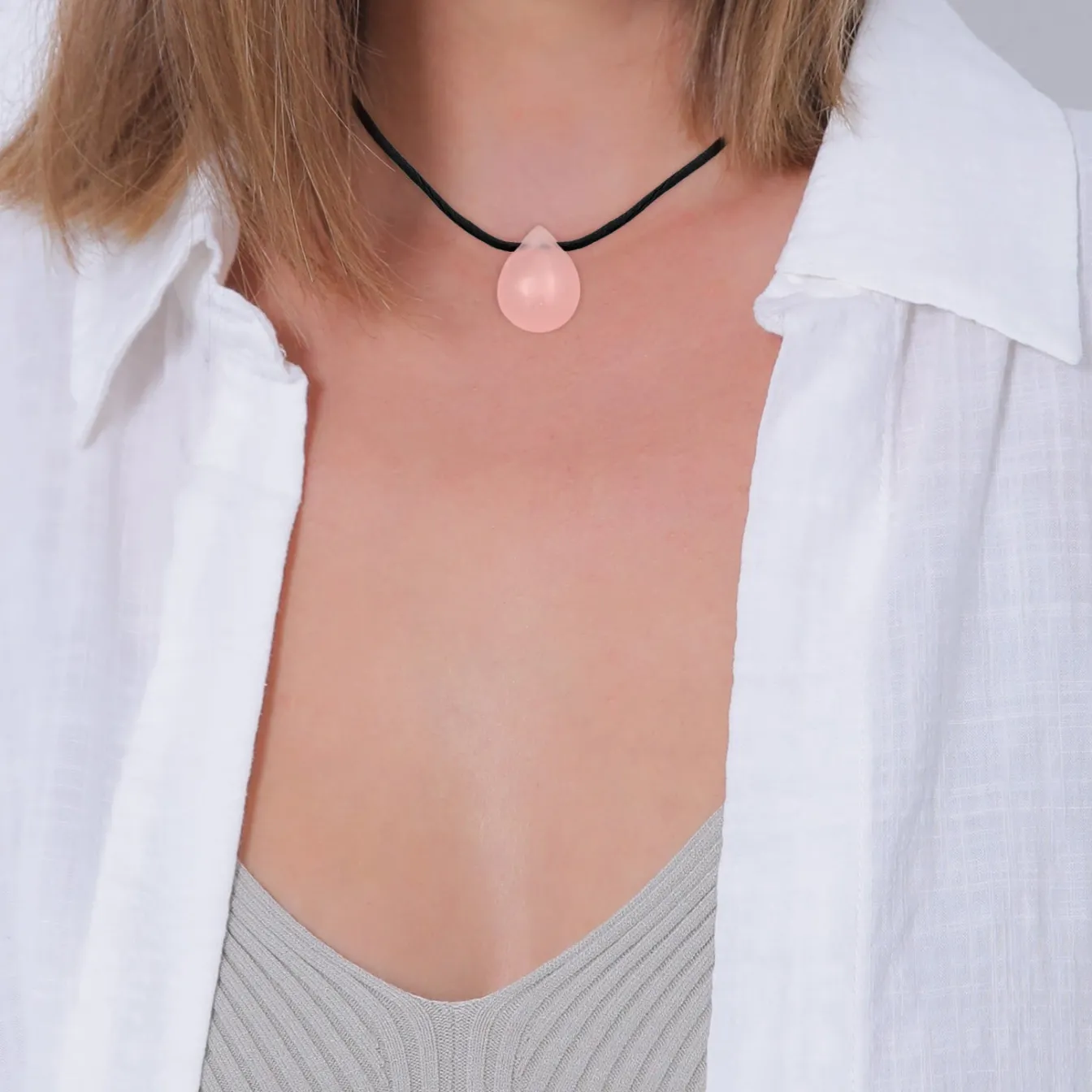 Elli "Choker Tropfen | Satin, Quarz< Halsketten
