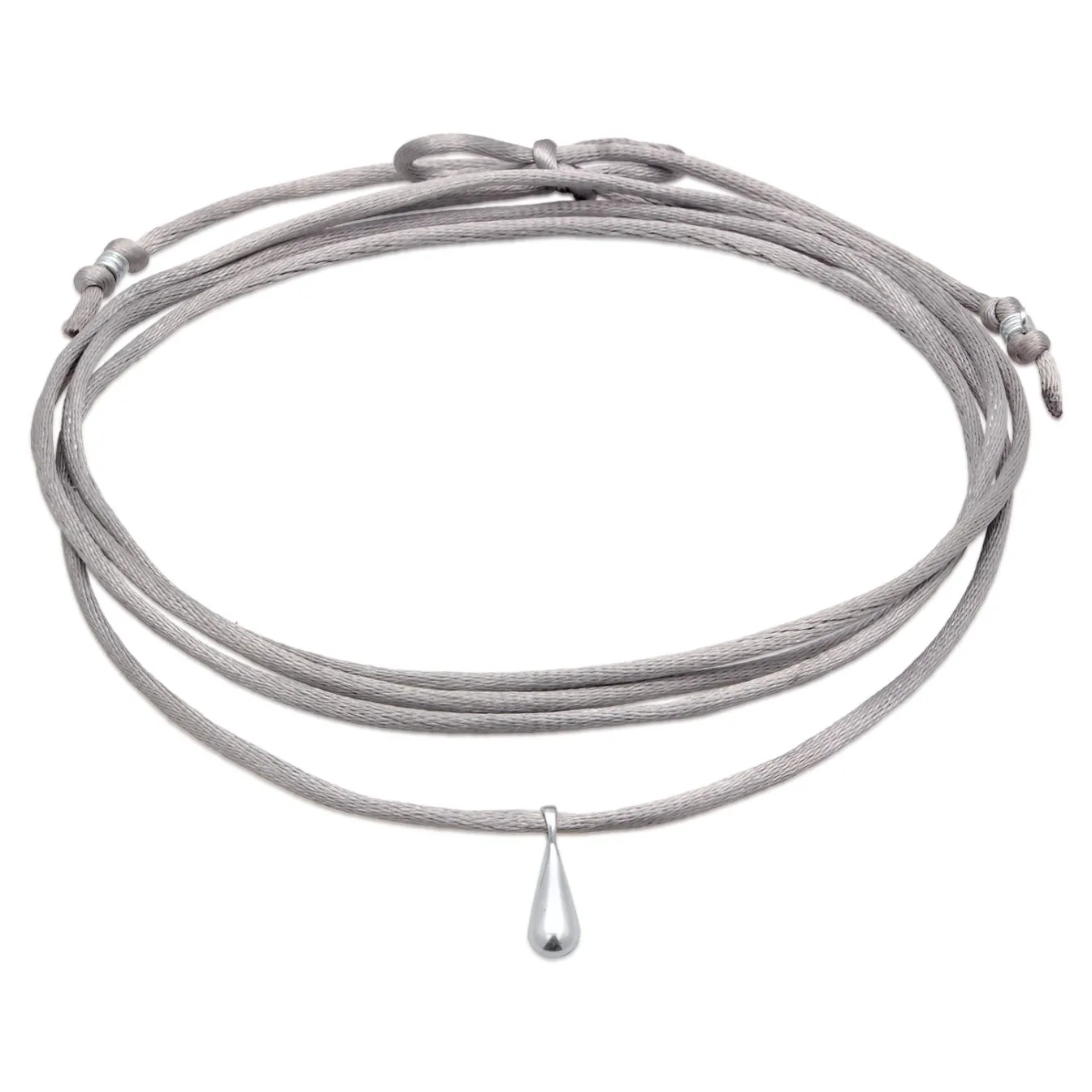 Elli "Choker Tropfen Anhänger | Satin (Grau)< Halsketten