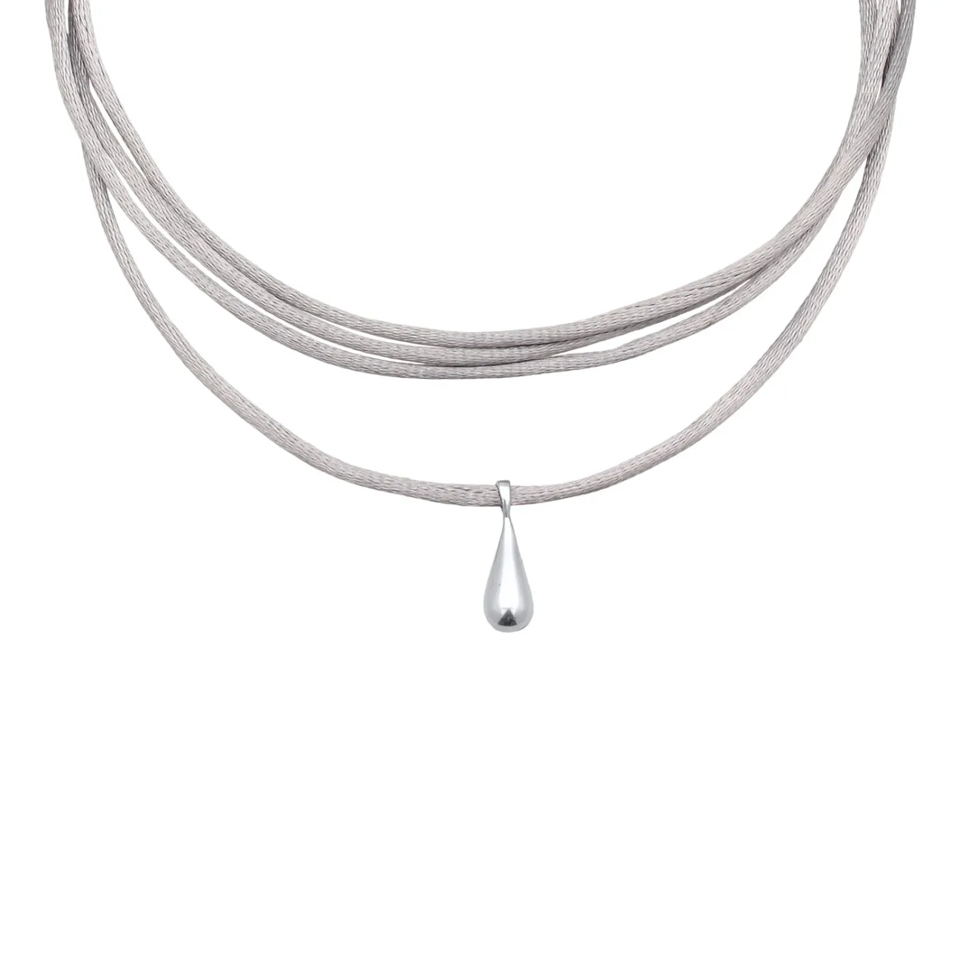 Elli "Choker Tropfen Anhänger | Satin (Grau)< Halsketten