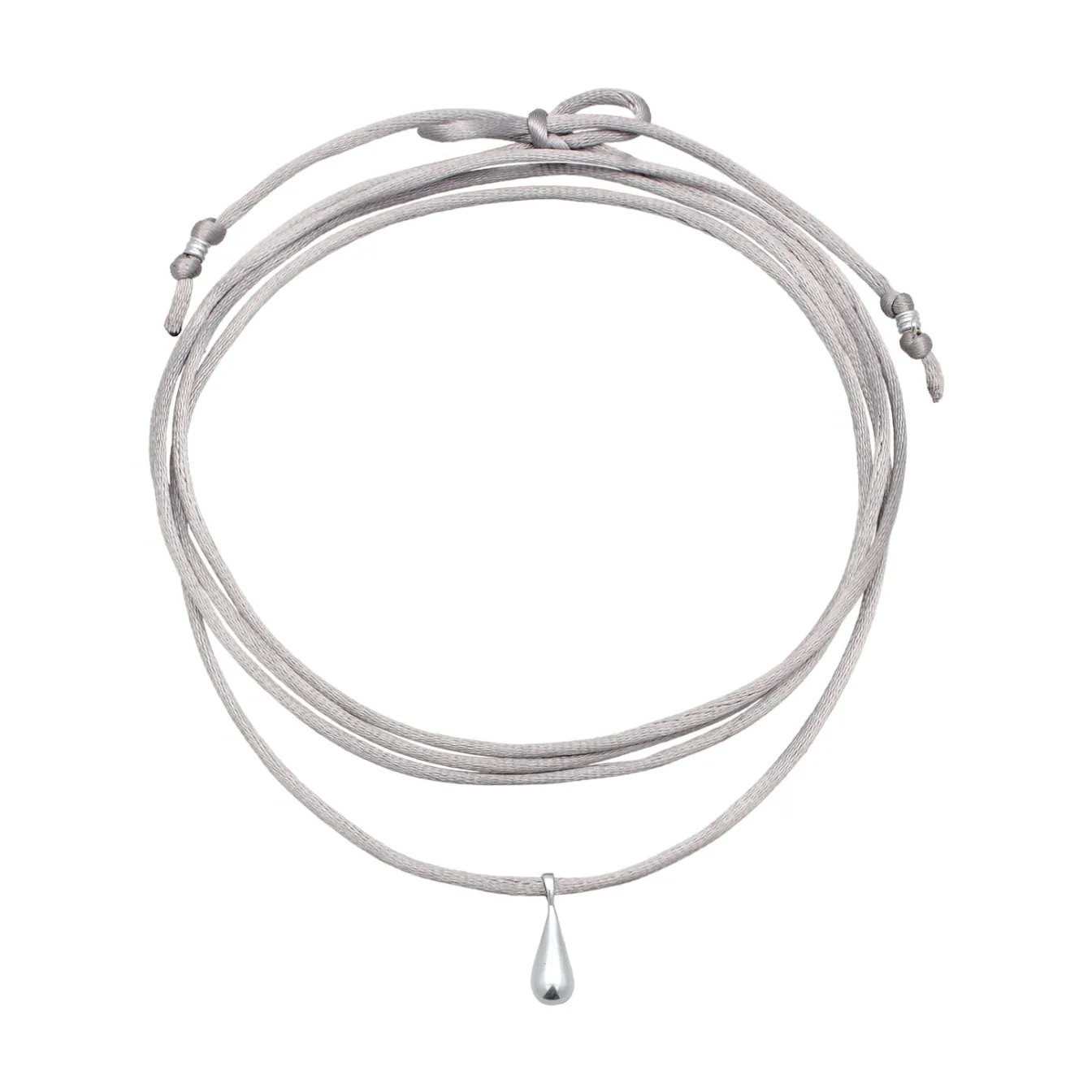 Elli "Choker Tropfen Anhänger | Satin (Grau)< Halsketten