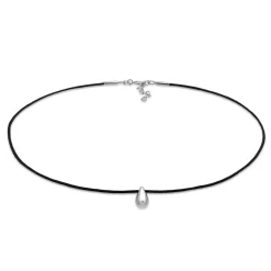 Elli "Choker Tropfenanhänger | Nylon (Schwarz)< Vergoldet|Halsketten
