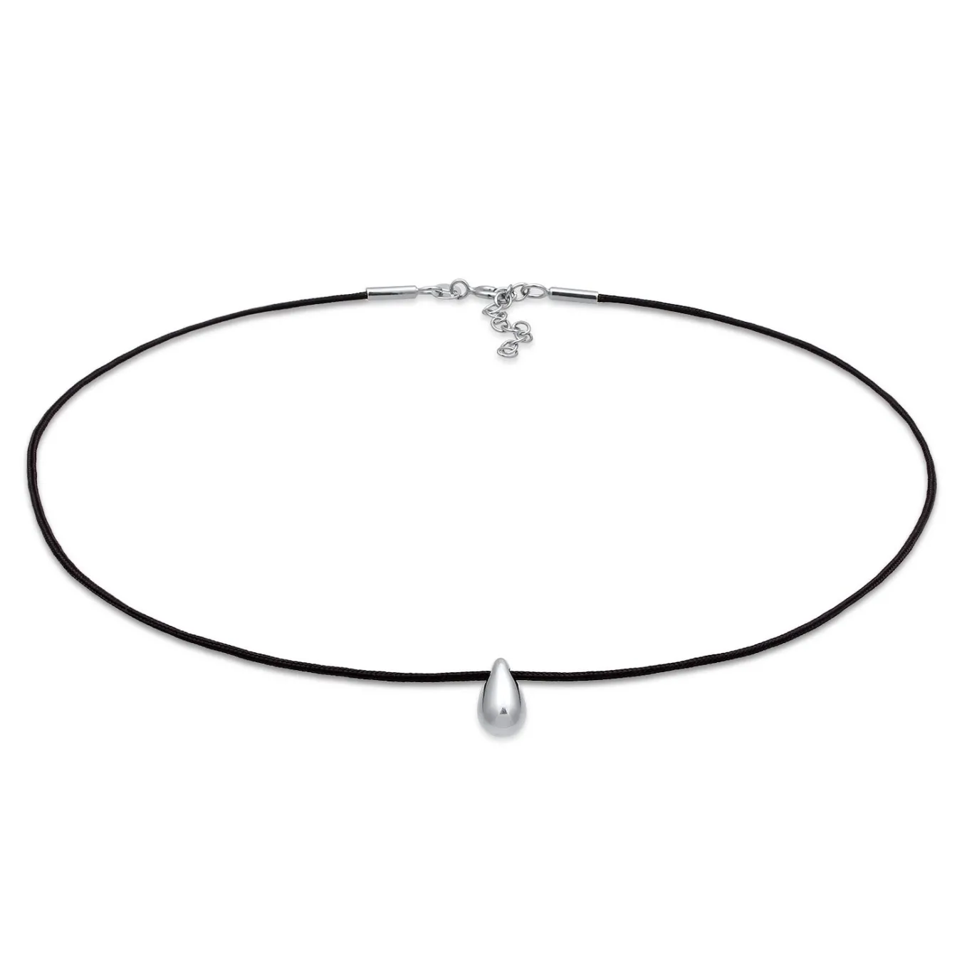 Elli "Choker Tropfenanhänger | Nylon (Schwarz)< Vergoldet|Halsketten