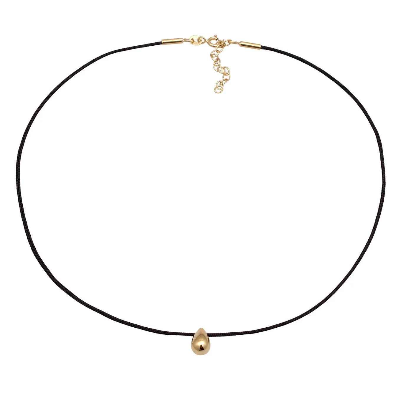 Elli "Choker Tropfenanhänger | Nylon (Schwarz)< Vergoldet|Halsketten