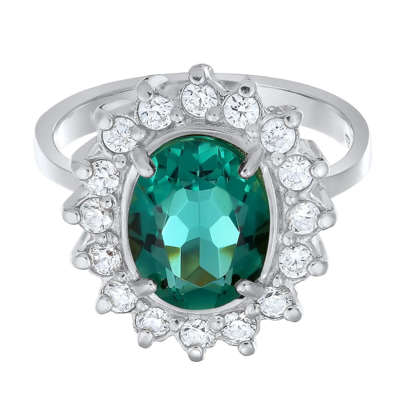 Elli "Cocktail Ring Royal | Zirkonia, Quarz (Weiß, Grün)< Ringe|Vergoldet