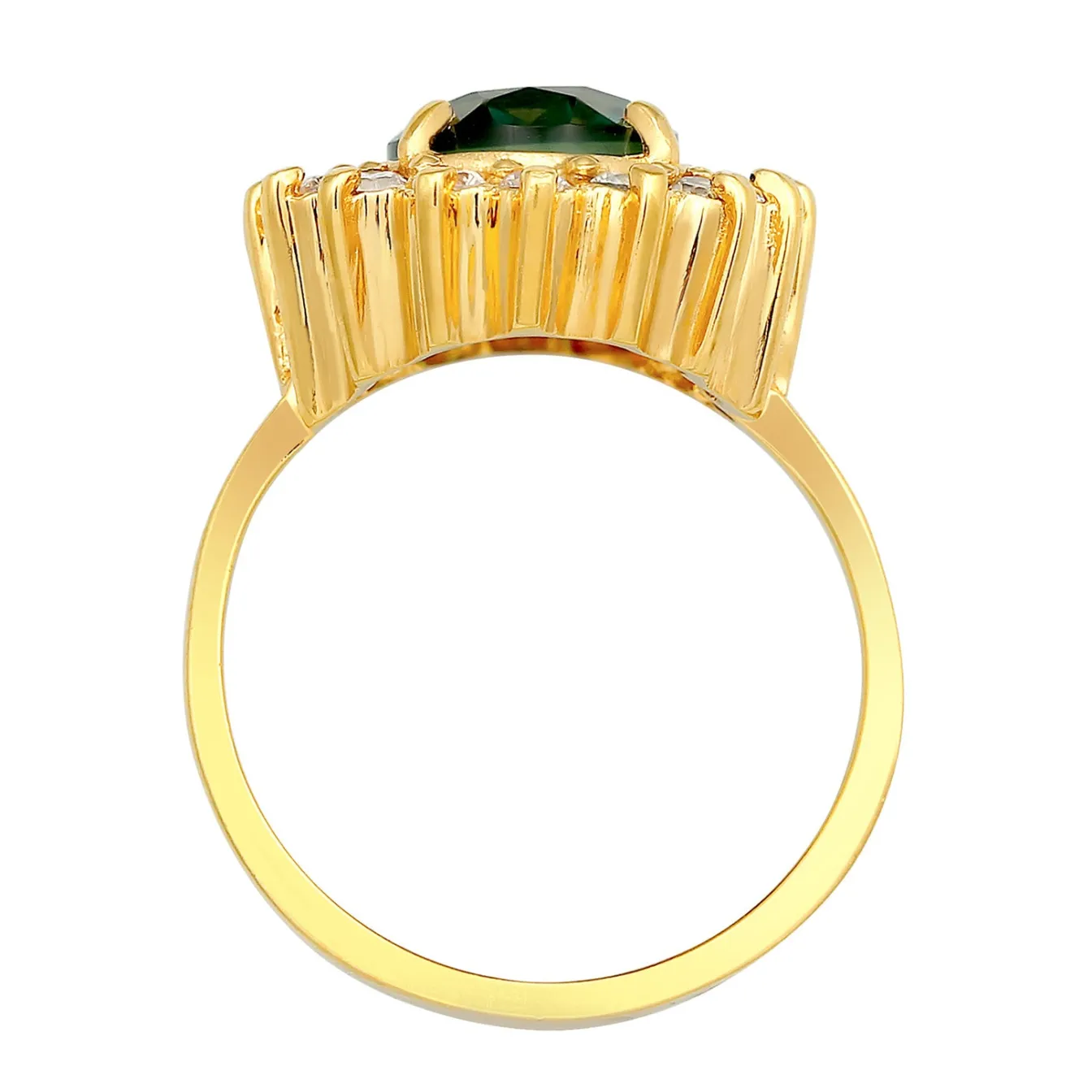 Elli "Cocktail Ring Royal | Zirkonia, Quarz (Weiß, Grün)< Ringe|Vergoldet
