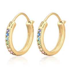 Elli "Creole | Kristall ( Rosa )< Vergoldet|Symbol-schmuck