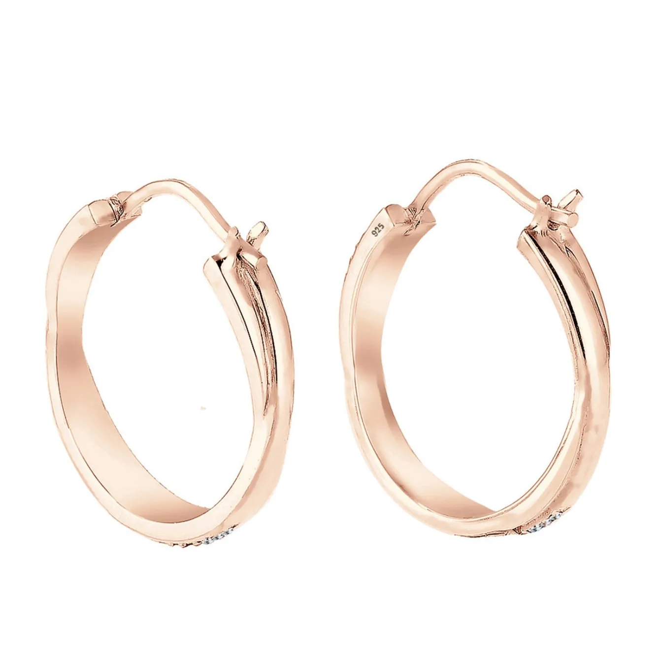 Elli "Creole | Kristall ( Weiß )< Roségold|Ohrringe