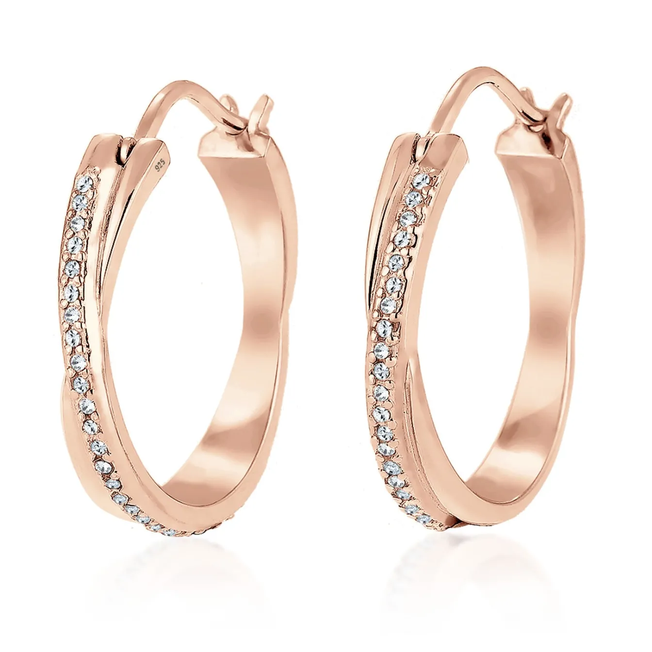 Elli "Creole | Kristall ( Weiß )< Roségold|Ohrringe