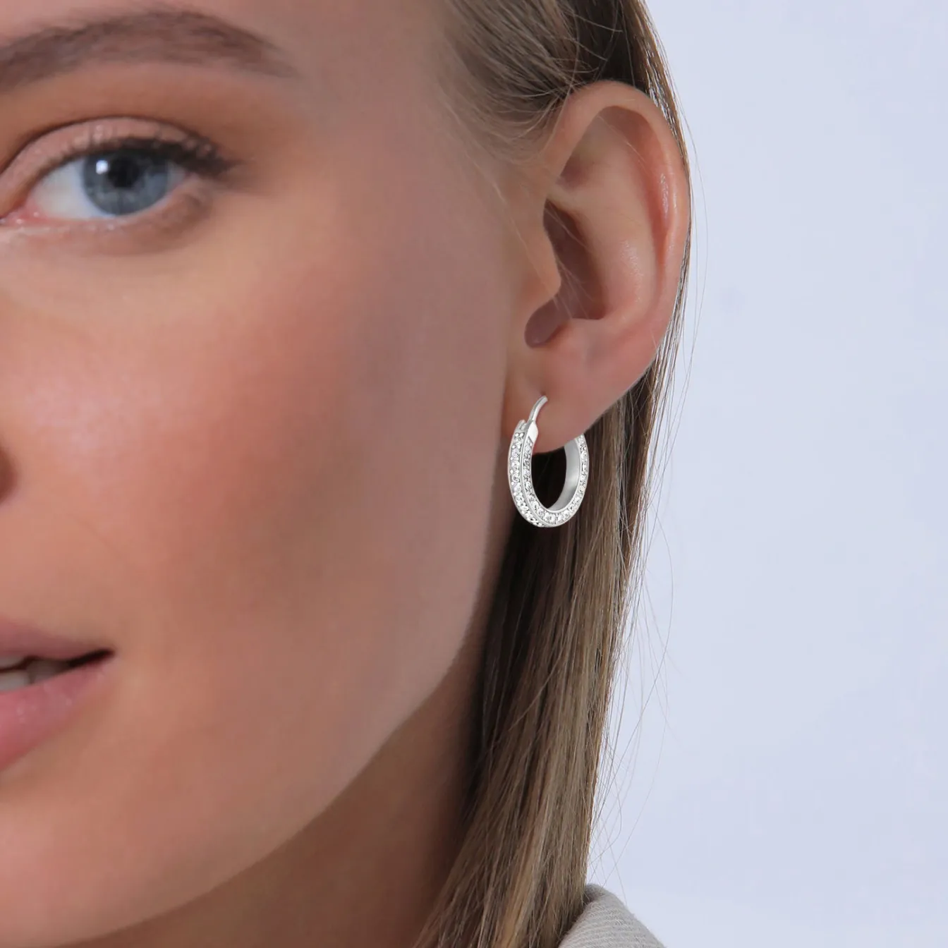 Elli "Creole | Kristall (Weiß)< Ohrringe|Silber