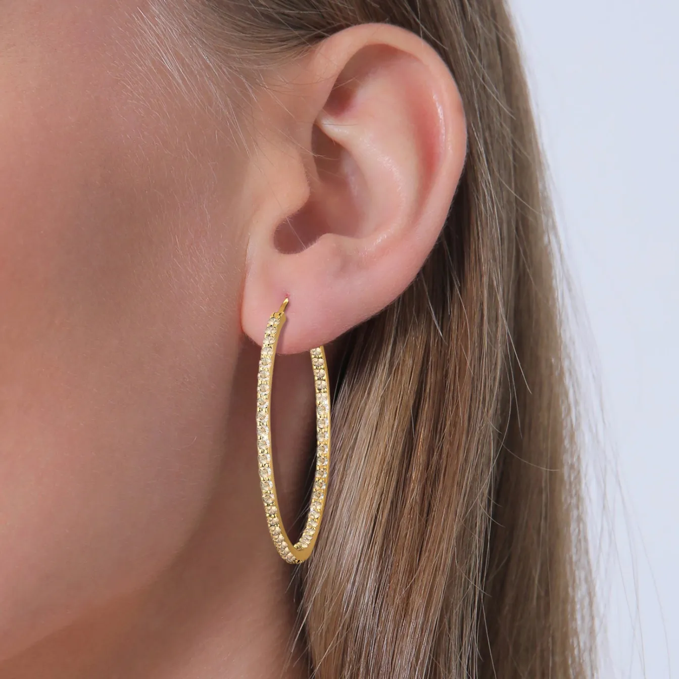 Elli "Creole | Kristall (Weiß)< Roségold|Ohrringe