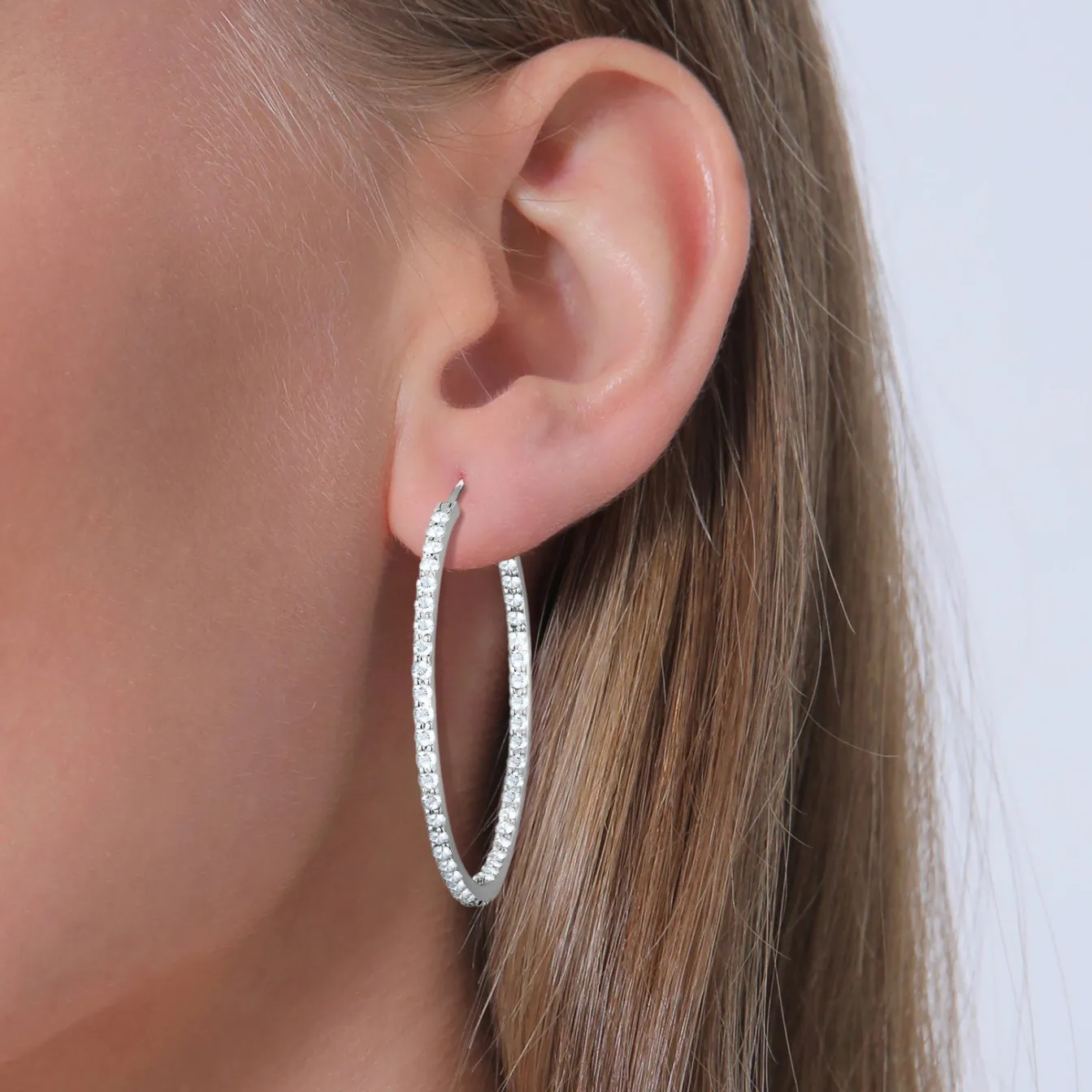Elli "Creole | Kristall (Weiß)< Roségold|Ohrringe
