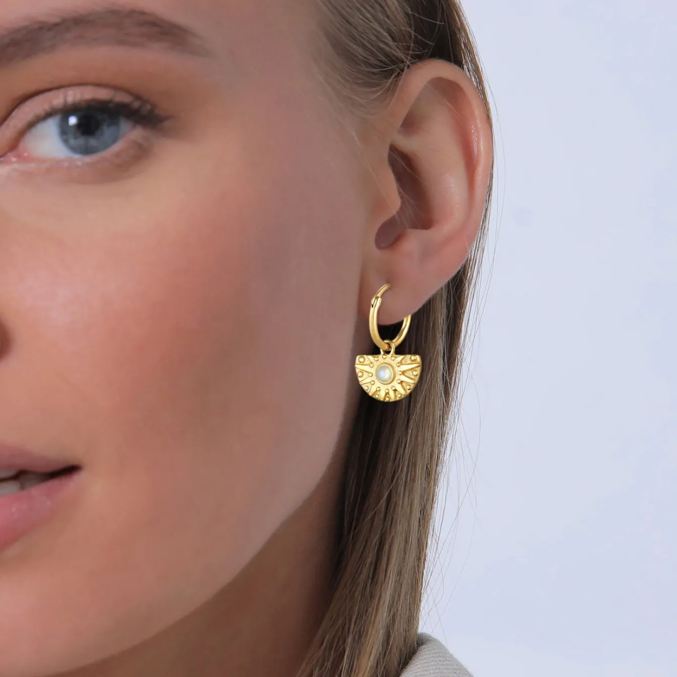 Elli "Creole | Mondstein ( Weiß )< Symbol-schmuck|Ohrringe